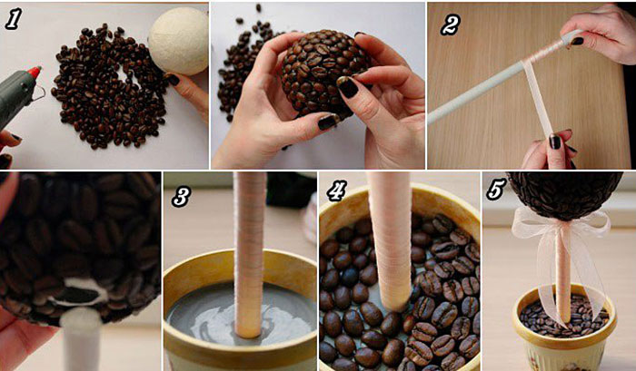 Пошаговая инструкция по изготовлению кофейного топиария
